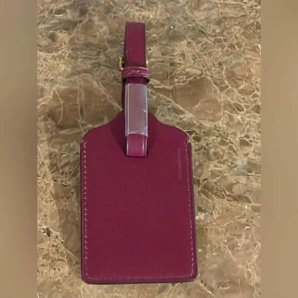 COACH NWOT Burgundy Leather Dancing Mouse Luggage Tag Bag Charm Sparkle Accents - Picture 7 of 13
